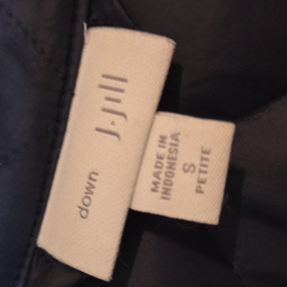 J. Jill Navy Blue Quilted Down Puffee Trench Coat - Picture 2 of 3